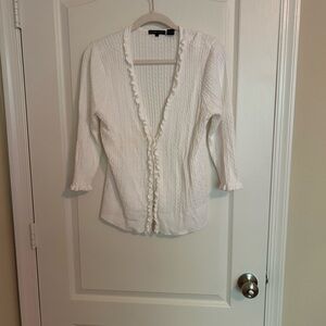 JEANNE PIERRE White Textured Cardigan